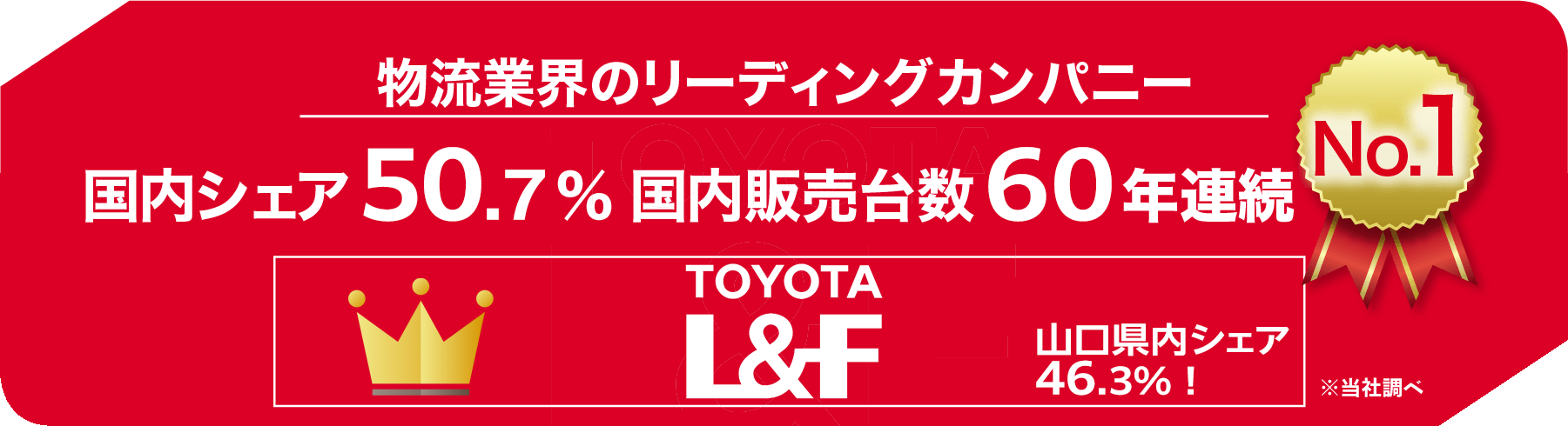 物流業界のリーディングカンパニー 国内シェア47.3% 国内販売台数58年連続 No.1